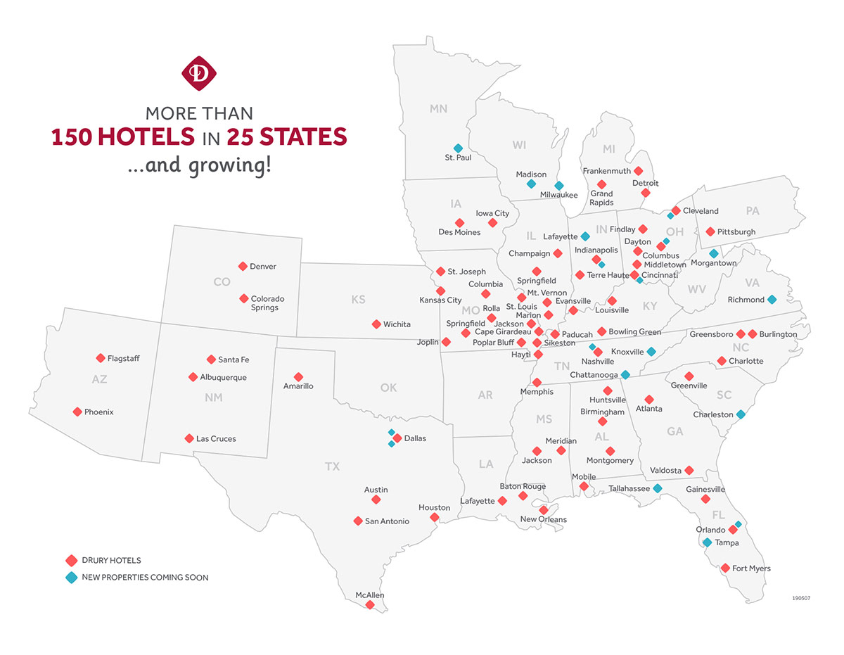 Drury Hotels - More than 150 hotels in 25 states and growing!