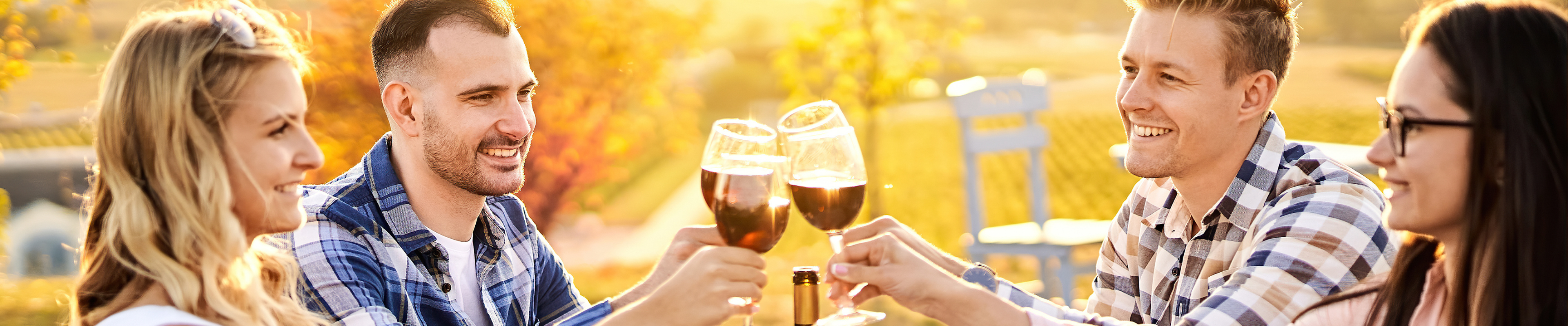 People cheersing at a winery. 