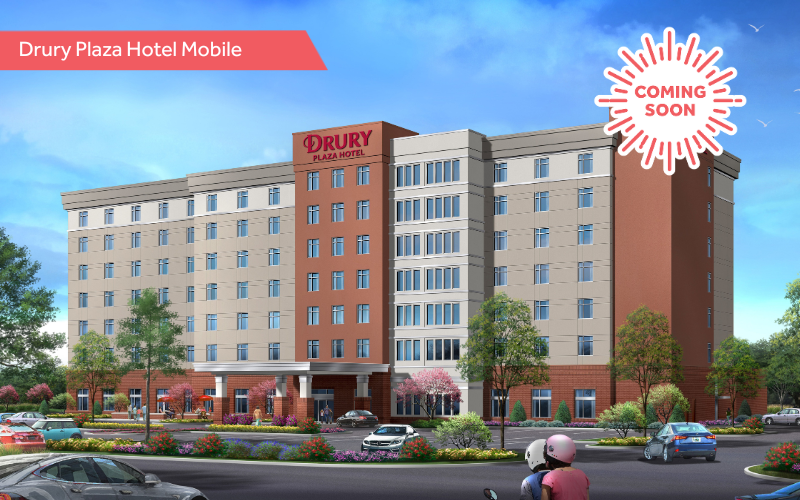 The Drury Plaza Hotel Mobile exterior - coming soon